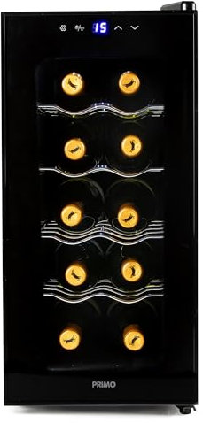 PRIMO PR170WK Cave à Vin - Pose Libre - 10 Bouteilles - Classe E - Noir