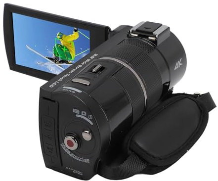 Touch Screen Camera Recorder 4K Video Camera Camcorder with 30x Zoom Anti Shake Video Recorder Camera External Microphone Lens Hood 270 Degree Rotating Screen