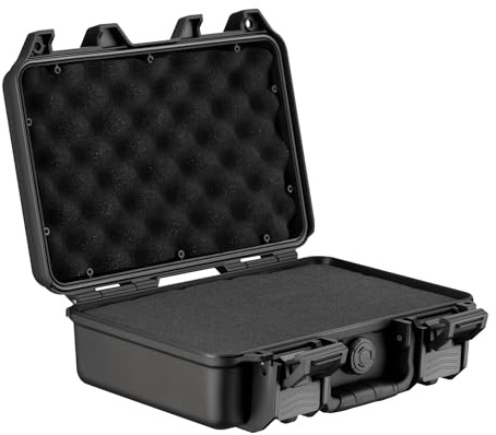 Wiltec Universalkoffer 32 x 22,9 x 11,2 cm, wasserdichter Transportkoffer, Schutzkoffer aus PP und Glasfaser, Koffer mit Würfelschaumstoff