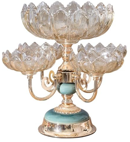 WANGHAI-666 Fruit Plate Fruit Bowl Rotatable Crystal Glass Fruit Plate, Creative Table Centerpiece Fruit Stand, Decorative Countertop Fruit Plate for Bread Snacks Candy Fruit Basket(Large)