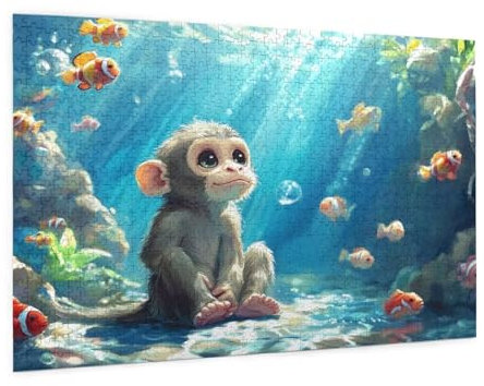 Tier Puzzle 3000 Teile Erwachsene Puzzle AFFE Design für Erwachsene Beginner,Farbe HolzPuzzle Kreative Geschenke mit Geschenkbox Verpackung Zimmer Deko Wohnzimmer,Geschenke für Frauen 80x120cm -z28