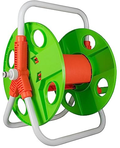 Garden Hose Reel Cart for 20m of 1/2 Hose – UV-Resistant Polypropylene, Stable & Durable, Side Hose Connector, Easy Crank Rewind, Tool-Free Assembly – Ideal for Outdoor Watering & Storage