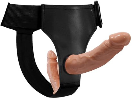 Qcpuuu Consolador con correa, consolador con correa para parejas, consolador portátil con 2 consoladores, correa para mujeres, lesbianas, parejas, pene portátil
