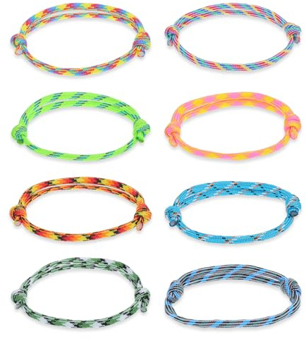 ValueBargain 24er Set Segeltau Armband, Surfer Armband Herren mit Nylon-Gummi-Geflecht, Verstellbarer Seemannsknoten Wasserdicht & Reißfest für Wassersport Outdoor und Geschenkideen