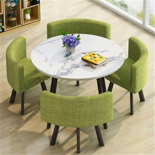Rundes Konferenztisch-Set, 5-teiliges Esstisch-Set mit 1 runden Tisch und 4 Stühlen, Küchenmöbel, Frühstücksbar, perfekt für Esszimmer, 80 x 75 cm