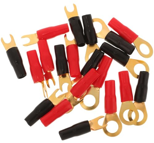 DIYEAH 20pcs Insulated Terminal Blocks Ring Fork Connectors for Car Radio Power Cable Speaker Wire Plugs Heat Shrink Wire Connectors for Car Audio Terminals
