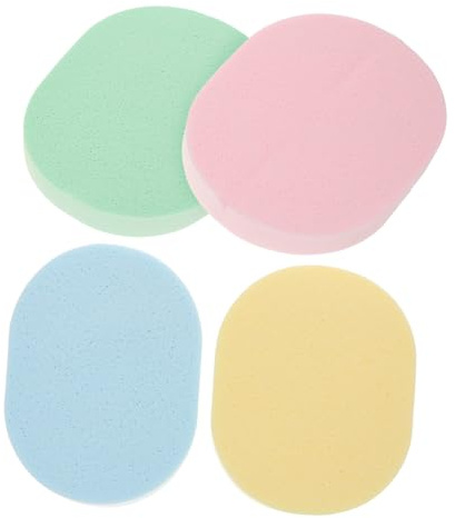 MUCKLILY 4 pezzi Spugne Ovali per Pulizia e Esfoliazione Colorati Spugnette Morbide per Rimuovere Trucco e Impurità per e Uso