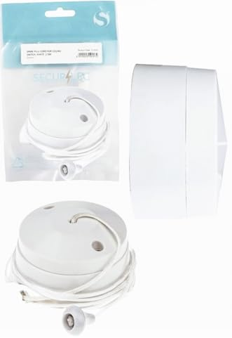 DECK INN ® 2 Way Pull Cord Switch Bathroom Ceiling Light Fitting 10A Amp White Plastic Standard Electric 240V Surface Mounted Use For Light & Shower,1.5M Pull Cord IP20 AC BS EN60669-1