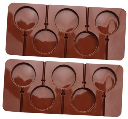 MOLUCKFU 2 pièces Moules à Sucettes Silicone Moule Rond Antiadhésif pour Bonbons Chocolat Pâtisserie DIY Compatible Four Micro-ondes Réfrigérateur
