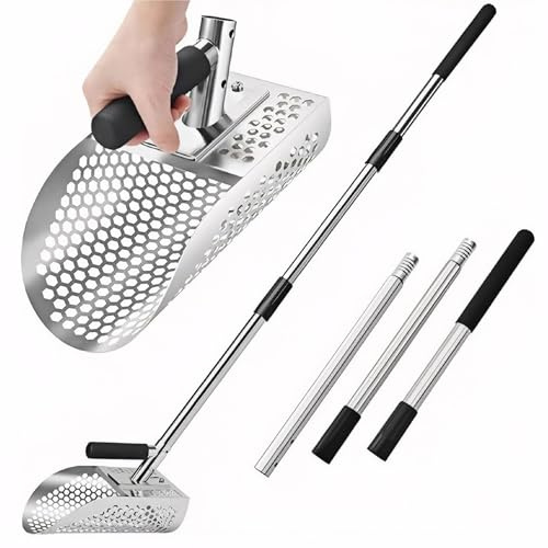 Rastrello Per Sabbia Paletta for sabbia in acciaio inossidabile 2 in 1, pala for metal detector multifunzione, resistente all'usura, setaccio for