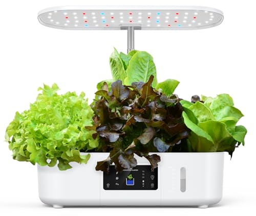 Sistema di coltivazione idroponica, 13 vasi con luce a LED, per piante da interno con timer automatico, kit idroponico senza suolo per erbe e verdure