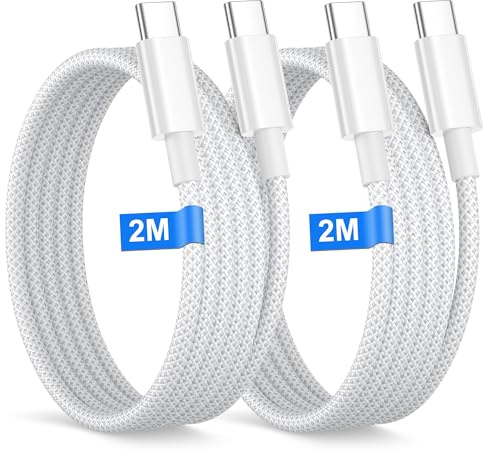 iPhone 15 16 17 Cable USB C[2M+2M], 60W Cable USB C Carga Rapida para iPhone 17 16 15 Pro Max/Pro/Air/, Macbook, iPad, Cable Cargador Tipo C Trenzado Nylon Cable iPhone 15 16 17 Cables USBC Apple