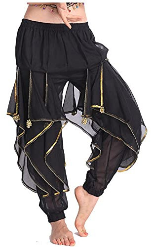 MUNAFIE Bauchtanz Hose, Tanzhosen für Damen, Bauchtanz Kostüm Damen Schwarz
