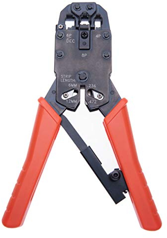 Crimpwerkzeug Draht Quetschzange Ratsche Kabel Kabelschneider für 4P, 6P, 8P / RJ-10, RJ-11, RJ-12, RJ-45 / Cat5, Cat5e, Cat6, Cat6e, Cat7 | Abisolieren von Kabeln Crimpen Schneidwerkzeug Handwerkzeug
