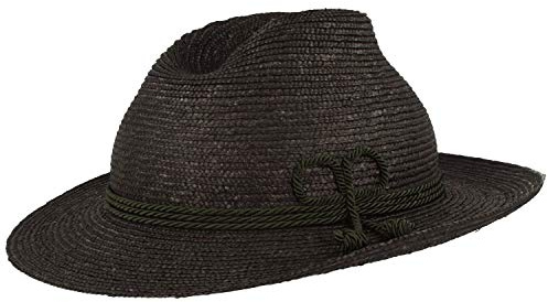 Breiter Trachten-Strohhut Sommerhut Trachtenhut Werdenfelser Lechtal 100% Stroh Hut mit 3-Fach Kordel Traveller Flexibel & Bequem