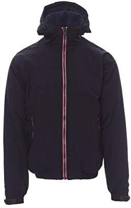Payper SAILING R 2.0 Giubbino Giacca uomo da lavoro 100% Nylon con cappuccio sagomato interno imbottito micropile chiusura zip tasca porta smartphone Blu Navy (XL)