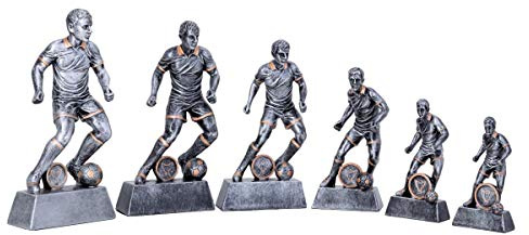 Henecka Fussball-Pokal, Resinfigur Fussball Herren, Silber mit Gold, mit Wunschgravur und auswählbarem Sport-Emblem, Größe 24,5 cm
