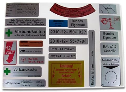 Sticker Set for VW Bucket 181 Dashboard BW Auxiliary Heater GHIA A3254