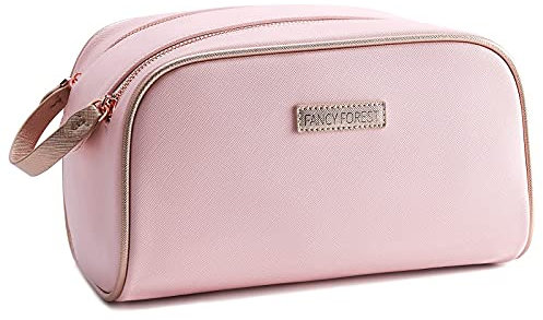 KALIDI Groß Kosmetiktasche Damen Mädchen Make Up Bag Schminktasche, Reise Doppelreißverschluss Kulturbeutel Organizer für Handtasche Makeup Tasche (Rosa)