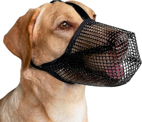 Hundemaulkorb, Maulkorb mit weichem Netzbezug für kleine, mittelgroße und große Hunde, vergifteter Köderschutz, Maulkorb mit verstellbaren Riemen, verhindert Beißen, Kauen und Lecken