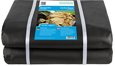 GardenMate Toile pliée 2m x 15m Toile Anti-Mauvaises Herbes Hydro en Non tissé 125g/m2