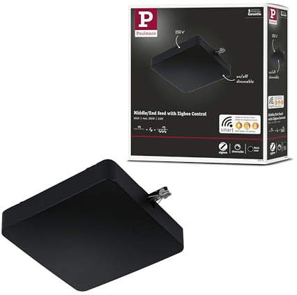 Paulmann 96819 URail Einspeisung Smart Home Zigbee 3.0 Mitte 227x196 mm max. 300W Schwarz matt Schienensystem