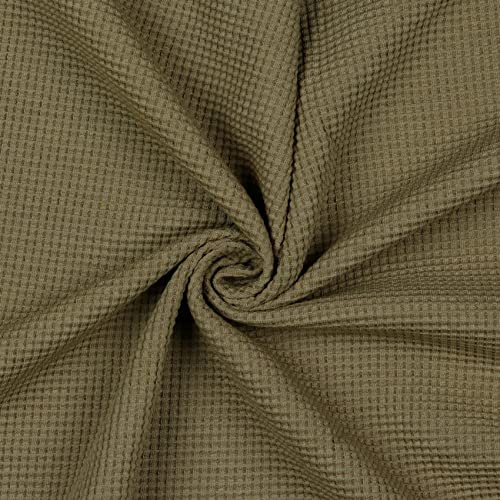 VmG-Store Waffel-Jersey Meterware Waffelpique Waffel Stoff 95% Baumwollstoff 5% Elasthan Tex 100 (200 x 145cm, 057 I Taupe)