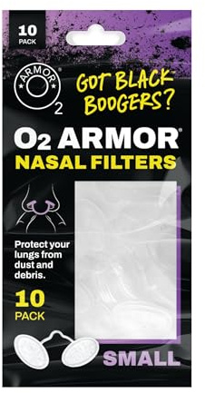 O2 Armor Nose Filters for Welders & Allergies - Nose Filter for Dust - Nasal Filters for Welding - Nose Dust Mask for Construction (10 Pack, Size Small)