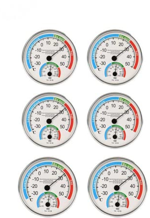 DAZZLEEX 6 termómetros higrómetros térmicos analógicos de humedad habitación control de temperatura interior y exterior pantalla LCD