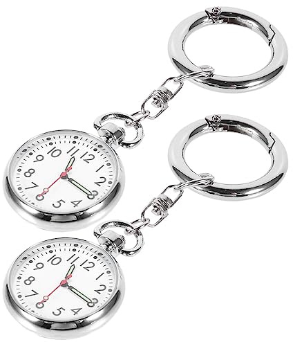 NUOBESTY Krankenschwesteruhr Pflegeuhr mit Clip 2 Stück Schlüsselanhängeruhr Quarz Taschenuhr Große Ziffern Chronographenuhr für Studenten Prüfungen Ältere Menschen Kinder Schwestern Geschenke