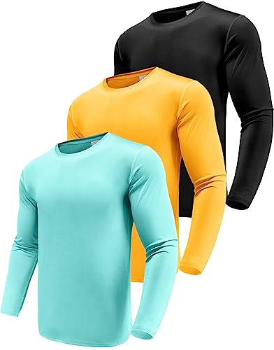 Boyzn Pack de 1, 3 ou 5 T-shirts à manches longues pour homme, UPF 50+ protection UV à séchage rapide, T-shirts fonctionnels pour la course, manches longues respirantes, T-shirts de sport pour le gym