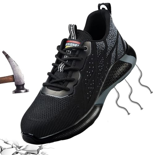 Chaussure de Chantier Hommes 40 Baskets de Securite Femme Garçon Légère Chaussures Sécurité Embout Acier Protection Enfants Sneakers de Travail Noir 226