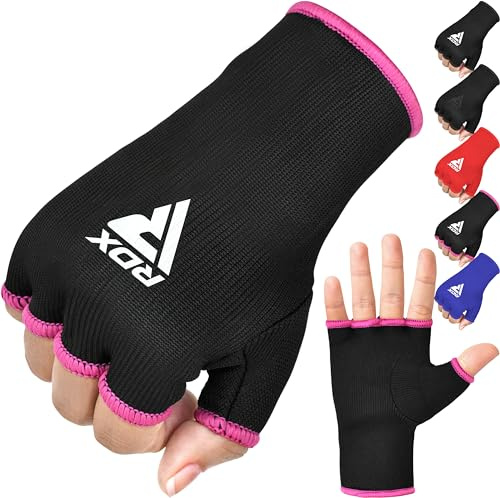 RDX Vendas Boxeo Guantes Interiores, Elástico Cinta Mano Muñeca Soporte, Vendaje Envolturas Protector Wraps, Muay Thai MMA Kick Boxing Artes Marciales Entrenamiento Puñetazos Gimnasio, Hombre Mujere