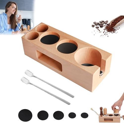 Aisny Coffee Tamperstation, 51mm Espresso Tamper Holder Station Holz, Tamping-Station aus Buche Holz, Wooden Coffee Tamping Ständer für jeden Profi