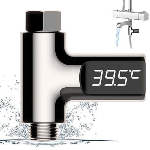 MolboryTermómetro digital LED de baño y bañera, 5 – 85 ℃, flujo de agua en tiempo real con pantalla giratoria de 360 °, para bebés y duchas