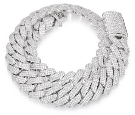 Ucciyo 25MM Cuban Link Chain for Men Thick Iced Out Chain 18K Gold Plated 5A+ Zicron Cuban Necklace Silver Iced Out Miami Necklace Bling Luxury Jewelry 18inch