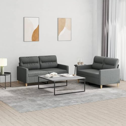 ZEYUAN 2-TLG. Sofagarnitur mit Kissen Dunkelgrau Stoff, Sofa Mit Relaxfunktion, Couchgarnitur, Wohnzimmer Sofa, Couch, Sofa Set 3201569