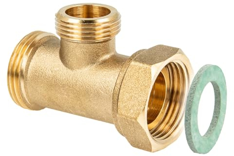 tecuro T-Stück 1 Zoll AG x 3/4 Zoll AG x 1 Zoll ÜWM, Messing blank, CW617N, nach Trinkwasserverordnung 50930-6, flachdichtend inkl. HD-Pressdichtung