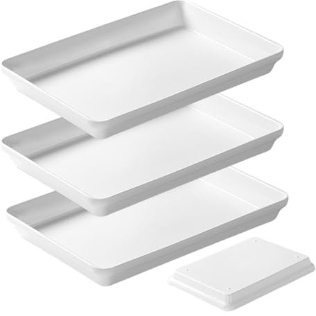 Grands Plateaux de Service pour Les fêtes, Plateaux de présentation Alimentaires pour fêtes, Grands Plateaux Blancs – Grands Plateaux de Service incassables pour Repas au Bord de la Piscine