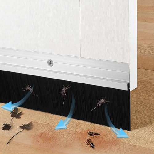 Burlete Cepillo Puerta 1ud, burlete Entrada Aluminio 880mm | Burlete de cepillo para puertas con cerdas PP resistentes, sellado antipolvo para rendijas de hasta 3 cm