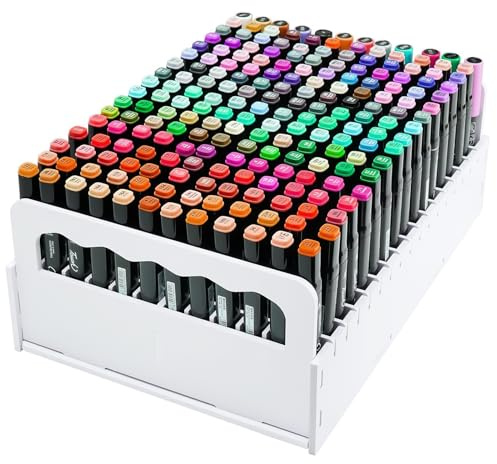 Yrangee Stifte Organizer Schreibtisch mit 204 Fächern,Marker Aufbewahrung | Marker Organizer Verstellbare Trennwand,für Schreibtisch Aufbewahrung Bleistifte Buntstifte Marker für Zuhause Büro Schule