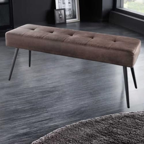 LEBENSwohnART Moderne Polsterbank Belle 100cm braun Mikrofaser Interieur-TIPP schwarzes Gestell Schuhbank Sitzbank