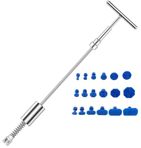 Junterone Herramientas de Reparación de Extractor de Coche, Kit de Desabollado en T, Herramienta de Carrocería sin Pintura, Martillo de Extracción de , Martillo de Desabolladura