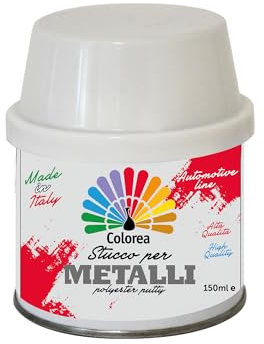 Stucco bicomponente 150 ml Colorea - Soluzione Efficace per la Stuccatura di Supporti Metallici. Facilmente Spatolabile e Carteggiabile con Catalizzatore Incluso