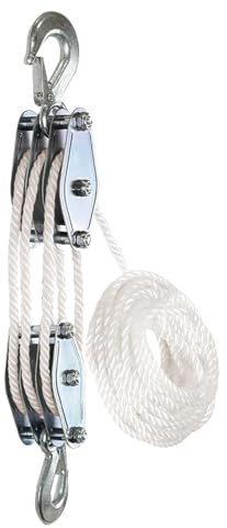Block And Tackle Pulley System - Rope Hoist Pulley System | - 2200lbs Breaking Strength Heavy Duty Pulley, Rope Hoist Pulley System, 6:1 Ratio Lifting Power For Hunting Lifting