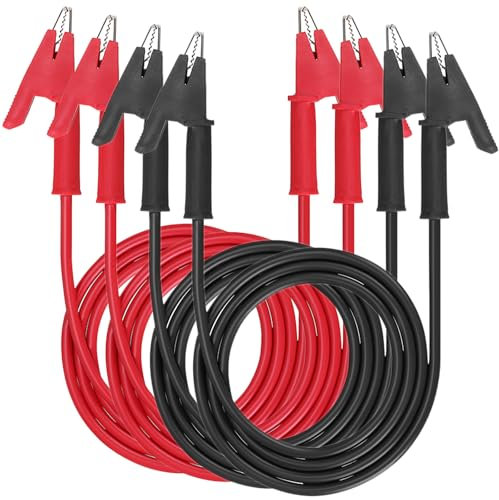 IGNPION 4pcs 2paires cordons de test pinces crocodile alligator clip 15A câbles de test pour multimètre pour voiture, longueur de 2m