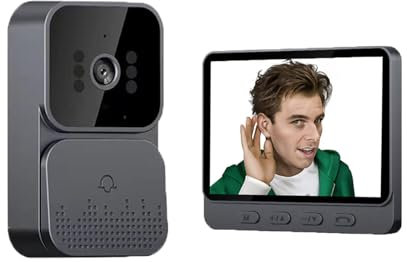 TKMARS Campainha com Camera Timbre Inalambrico Exterior con Videoportero,Pantalla, Visión Nocturna, 6 Tonos de Llamada