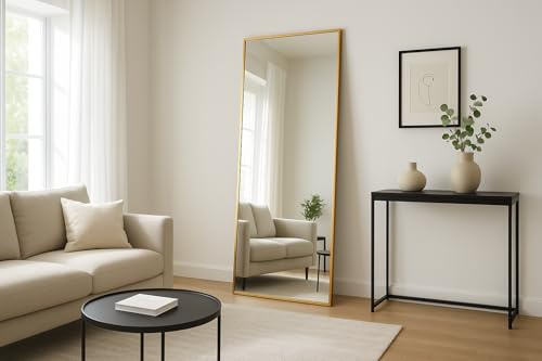 BOURGH Avila XXL Ganzkörperspiegel 193 x 66cm - Goldener Rahmen, eckig, horizontal und vertikal verwendbar