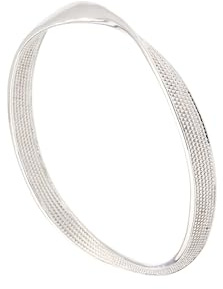Karen Millen Textured Twist Narrow Bangle Bracelet for Women (Silver)