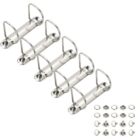 PATIKIL B7 2 hål ringpärmsmekanismer, 5 set 5 cm D-ring ersättningspärm planerare lösa bladbindande ryggar för organisatörer gör-det-själv fyllning pappersförvaring mapp tillbehör, 26 mm silverton